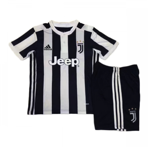 Kids Juventus 2017-18 Home Soccer Shirt With Shorts